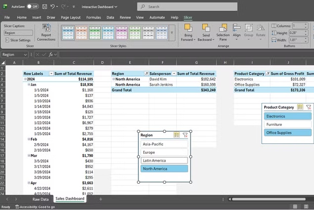 Cách lập bảng Pivot Table tương tác trên Excel