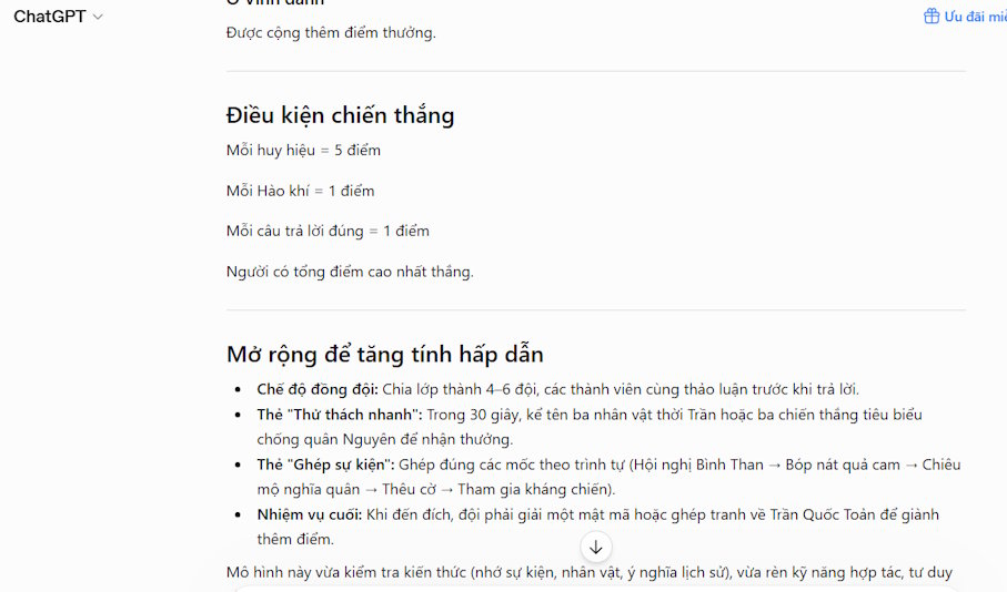 Gợi ý thiết kế boardgame của ChatGPT 3