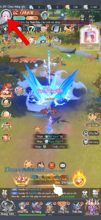 Ấn vào biểu tượng avatar game