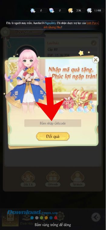 Nhập chính xác mã code