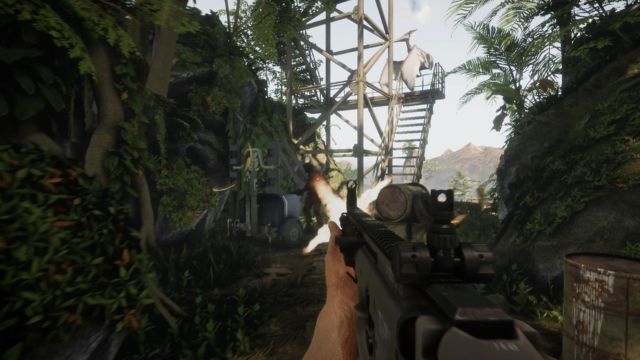 Lối chơi của Dinosis Zero: Quantum Island kết hợp giữa FPS với phiêu lưu và sinh tồn
