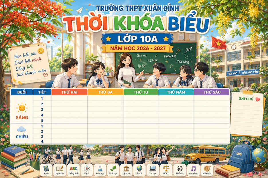 Thời khóa biểu cho học sinh cấp 3