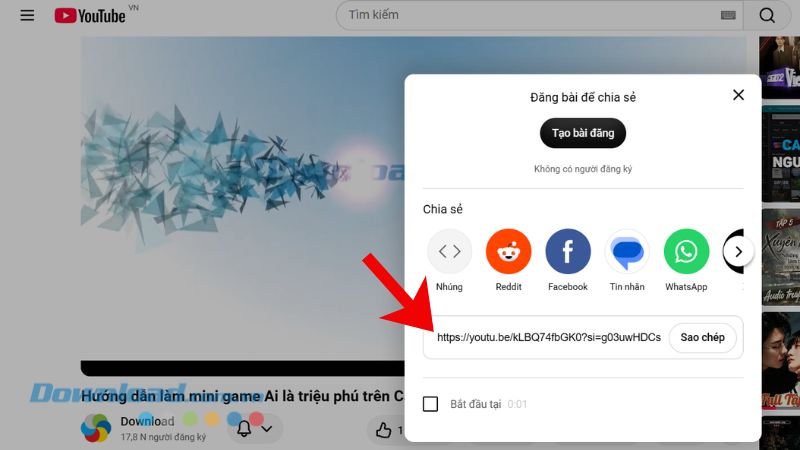 Các bạn hãy sao chép video liên kết của video