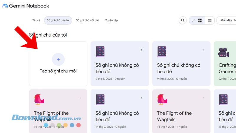 Nhấp chuột vào nút Tạo sổ ghi chú mới