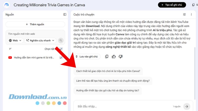 Đặt câu hỏi trực tiếp để AI phân tích video