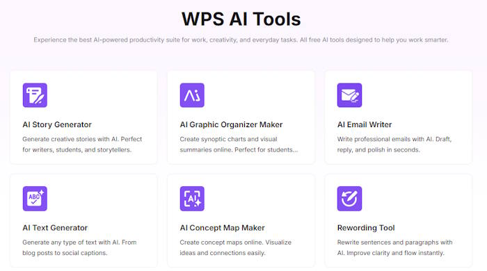 Trải nghiệm các tiện ích viết, tóm tắt và chỉnh sửa miễn phí của WPS