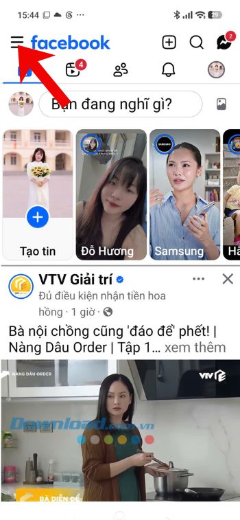 Chạm vào biểu tượng ba dấu gạch ngang