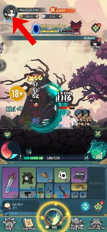 Ấn vào biểu tượng ảnh Avatar game
