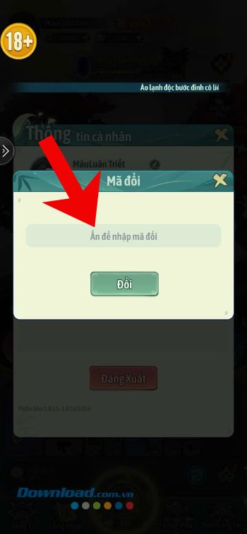 Nhập chính xác mã giftcode