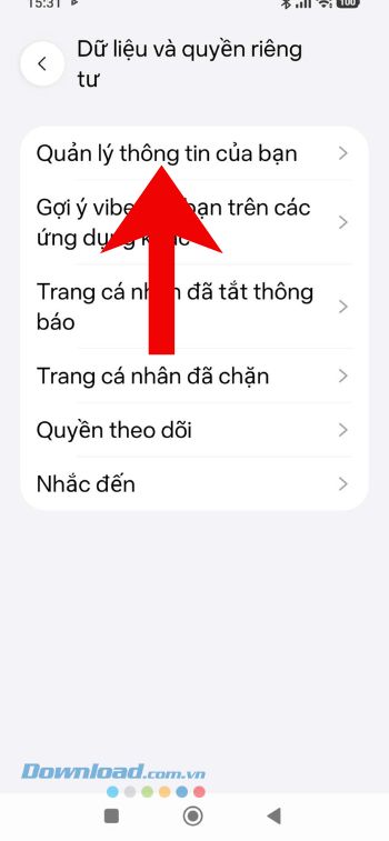 Ấn vào mục Quản lý thông tin của bạn