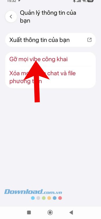 Chạm vào mục Gỡ mọi vibe công khai