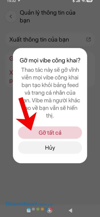 Nhấn vào mục Gỡ tất cả