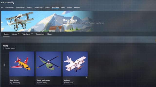 Steam Workshop là tính năng đáng chú ý trong bản Update 8 của Aviassembly 