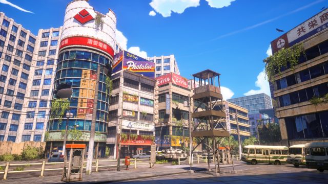 Bối cảnh Tokyo tàn tạ với hiệu ứng thời tiết và chu kỳ ngày đêm sinh động