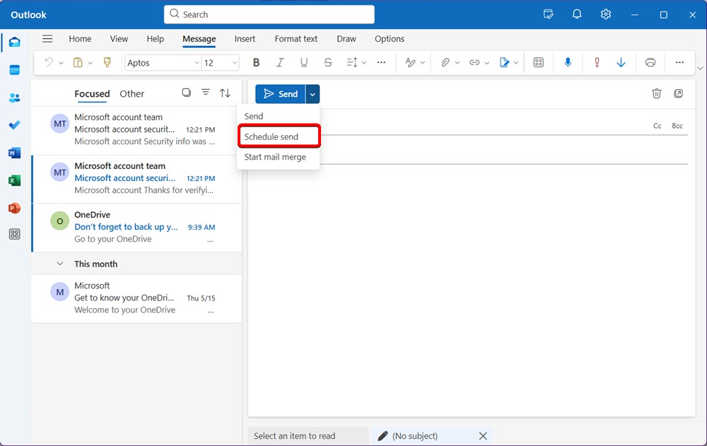 Outlook gửi email theo lịch