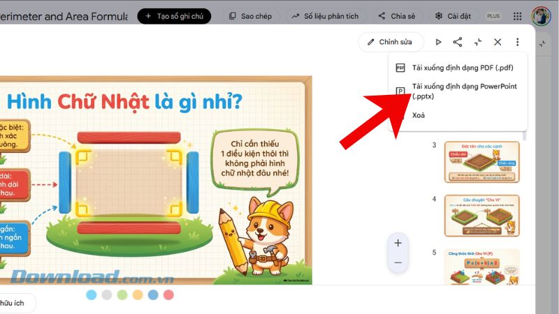 Lựa chọn mục Tải định dạng PowerPoint