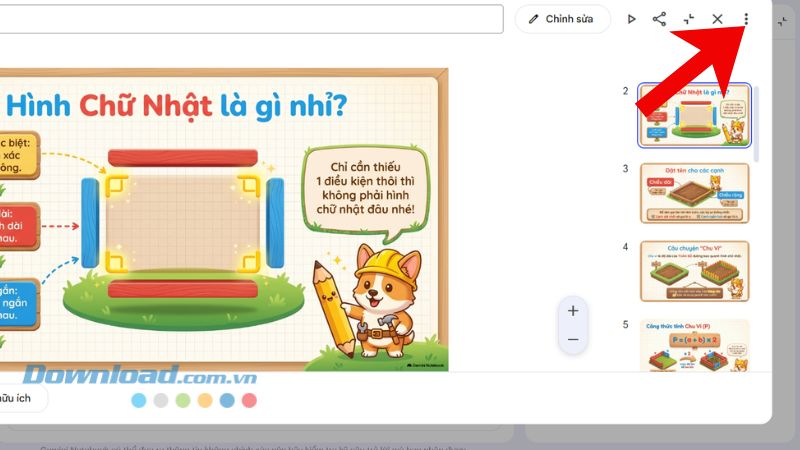 Cick chuột vào biểu tượng dấu ba chấm