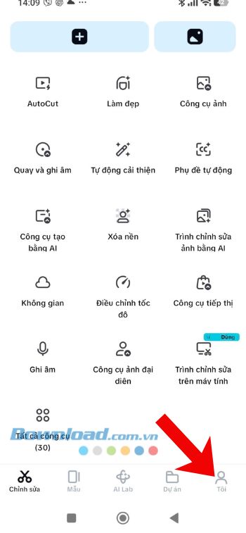 Ấn vào biểu tượng mục Tôi