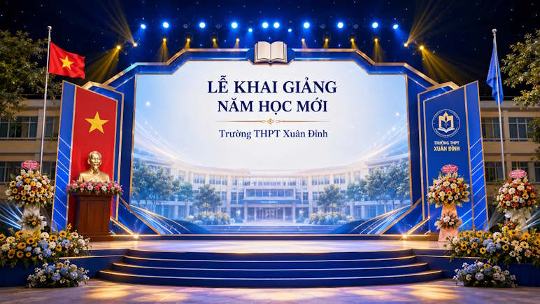 Mẫu backdrop khai giảng truyền thống