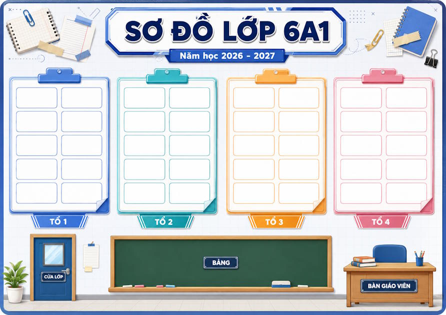 Sơ đồ lớp học tự điền tên