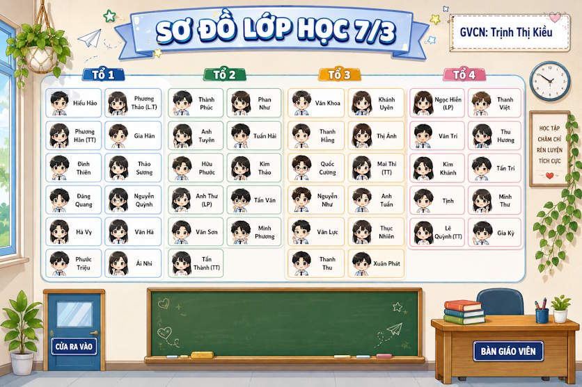 Sơ đồ lớp học kiểu manga