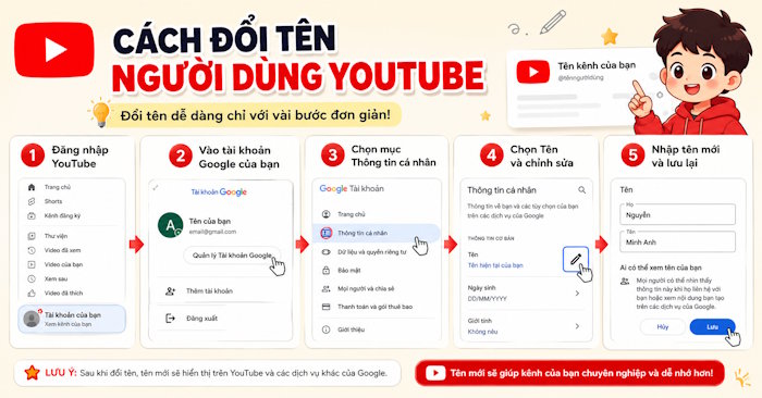 Đổi tên kênh YouTube