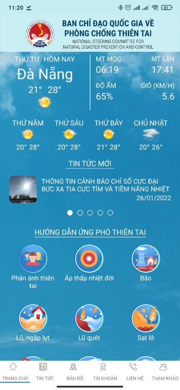 Giao diện trang chủ