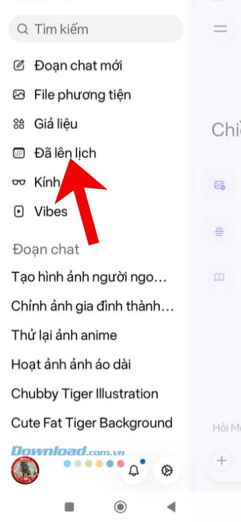 Nhấn vào mục Đặt lên lịch
