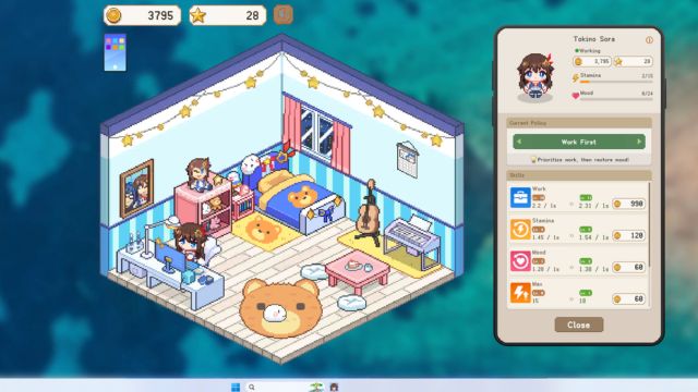 HoloCozy là desktop game thần tượng ảo hololive trên màn hình máy tính