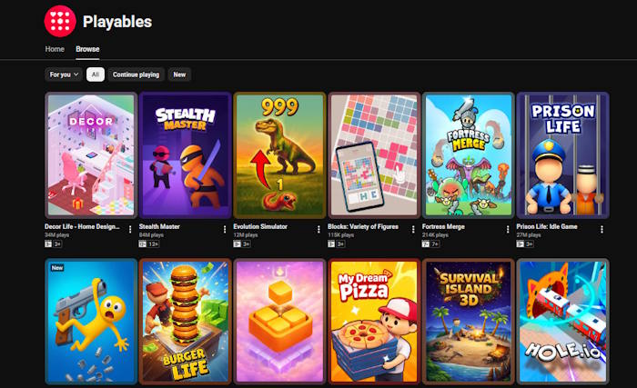 YouTube Playables là bộ sưu tập game online trên YouTube