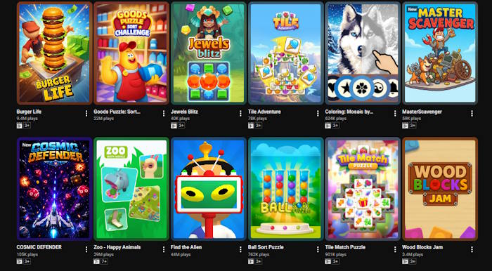 Playables hiện cung cấp hàng trăm trò chơi tương tác miễn phí