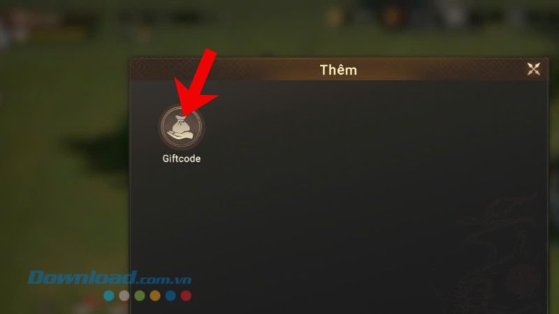 Chạm vào mục Giftcode