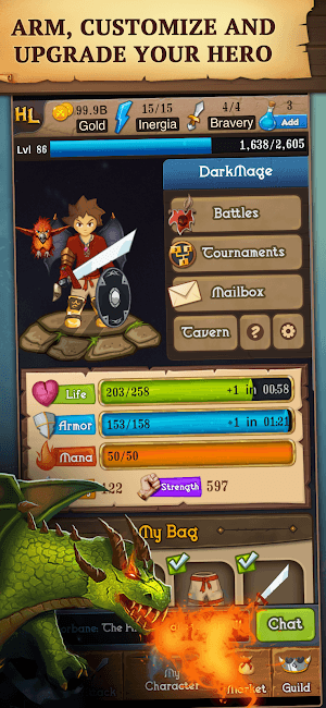 Nhắm mục tiêu, tùy chỉnh và nâng cấp anh hùng trong Heroic Legends Reborn