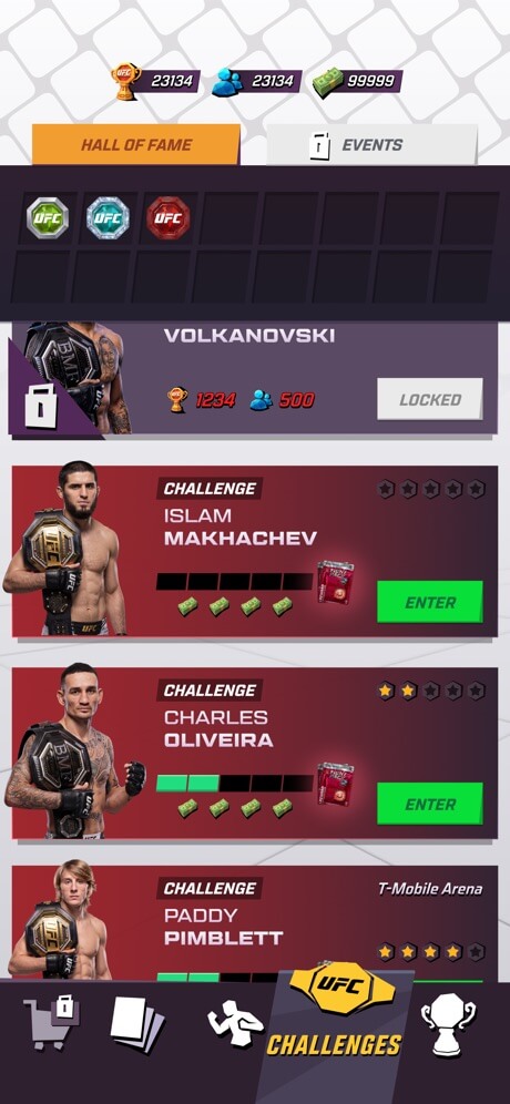 Thách đấu các võ sĩ khác