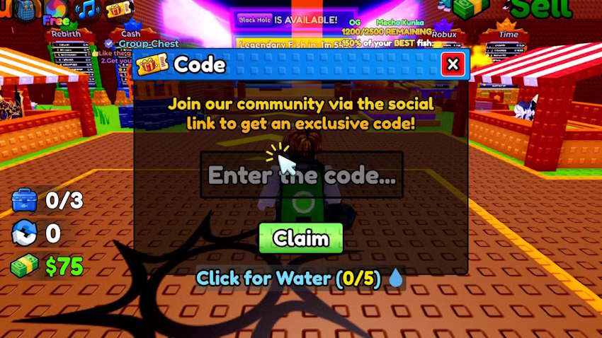Màn hình đổi code +1 Drain Water Per Click