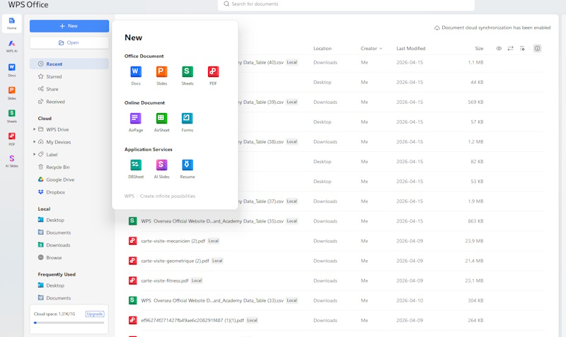 Các tính năng của WPS Office