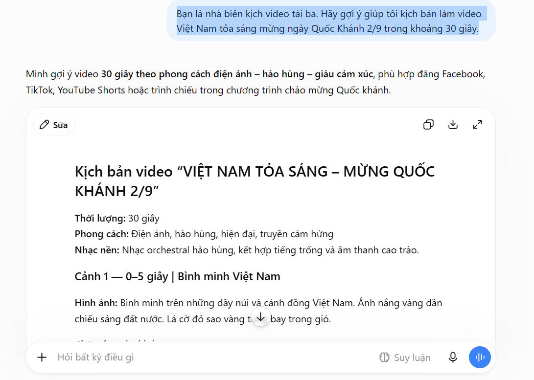 Nhận gợi ý kịch bản từ ChatGPT