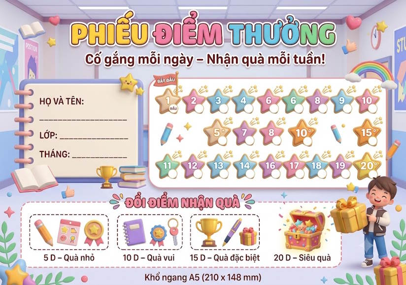 Phiếu tích điểm đổi quà cho học sinh THPT