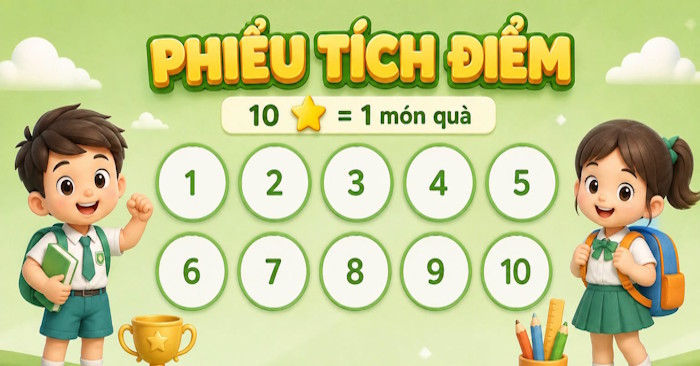 Phiếu tích điểm đổi quà cho học sinh đẹp mắt