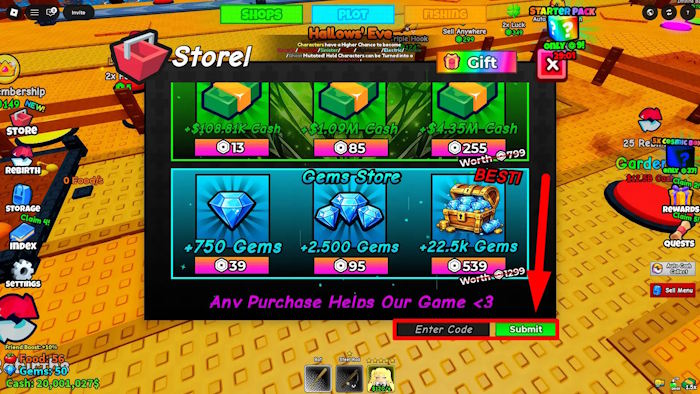 Cách nhập code Roblox Fish an Anime RNG