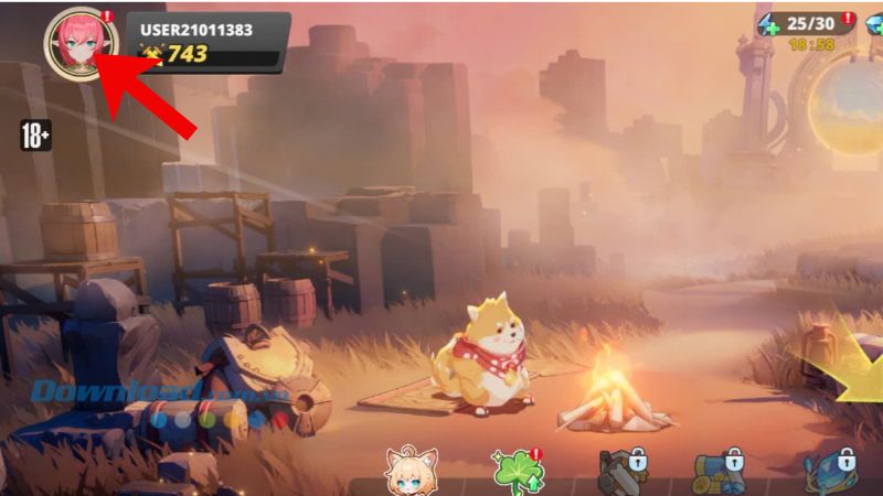 Nhấn vào biểu tượng ảnh Avatar game