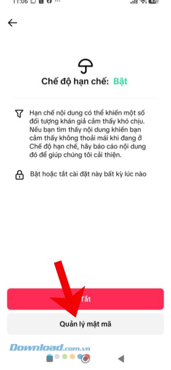 Nhấn vào mục Quản lý mật mã