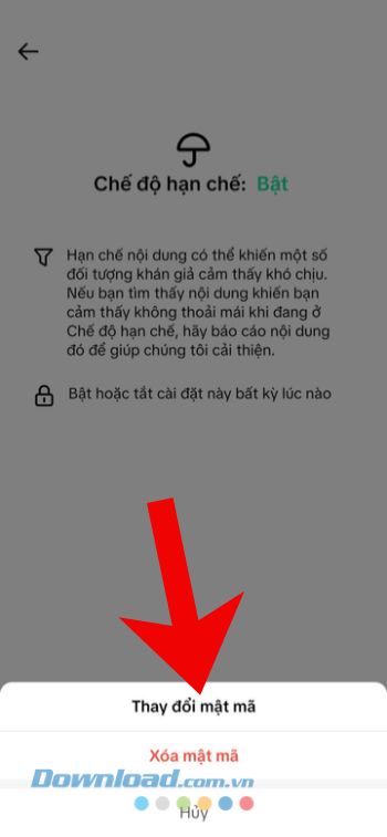 Ấn vào mục Thay đổi mật mã