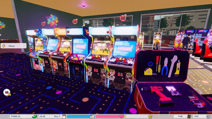 Xây dựng khu trò chơi arcade của riêng bạn trong Retro Arcade Shop Simulator