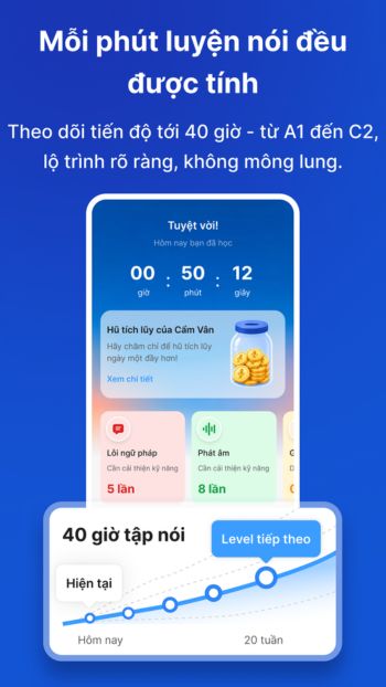 Đếm giờ luyện nói thực tế của bạn
