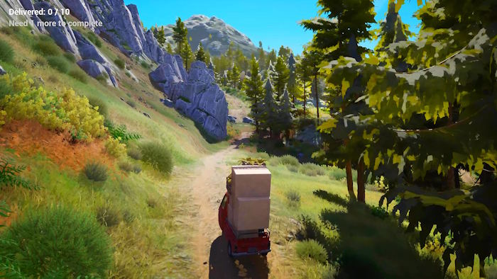 Pinetrail là game mô phỏng lái xe giao hàng thư giãn vùng đồi núi hiểm trở
