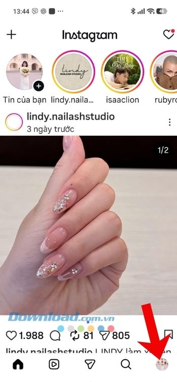 Chạm vào biểu tượng ảnh Avatar Instagram