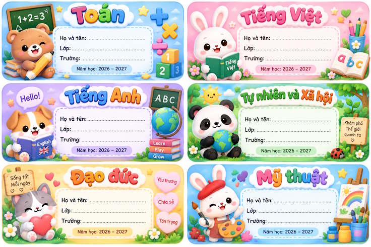 Prompt thiết kế nhãn vở đẹp
