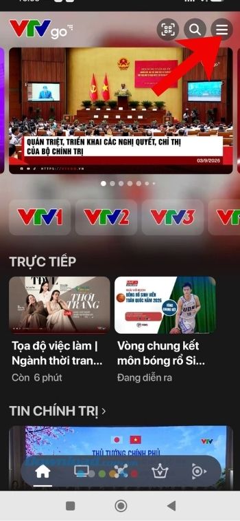 Ấn vào biểu tượng ba dấu gạch ngang