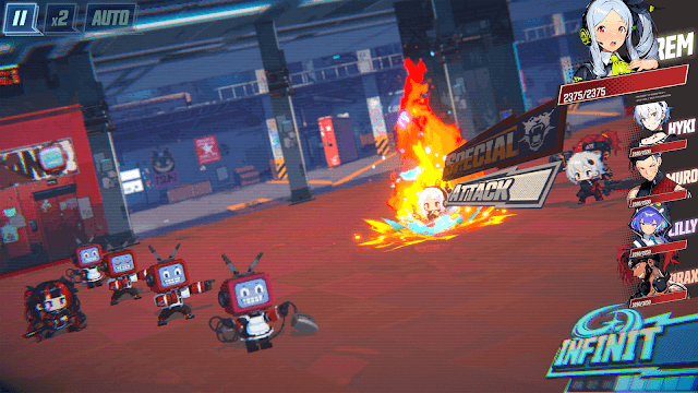 Dynamite Blue là game RPG thu thập nhân vật, chiến đấu theo lượt 